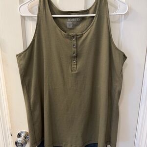 Olive Button-Front Tank Top